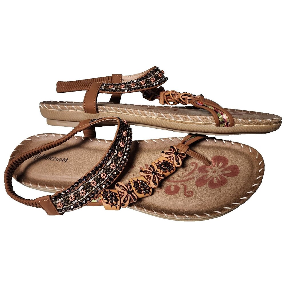 Ablanczoom Sandals Boho Embellished EU 44 Padded Footbed US 10